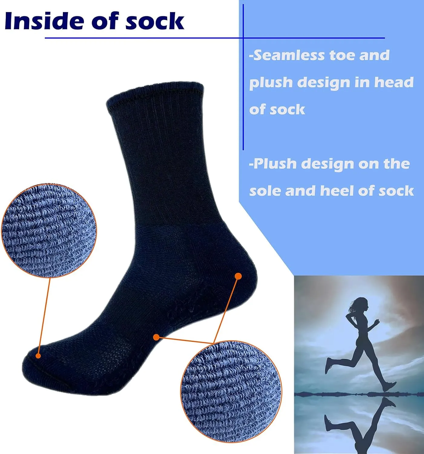 4Pairs Socks Sport Running Calf Socks Performance Cushioned Breathable Crew Socks for Men Women