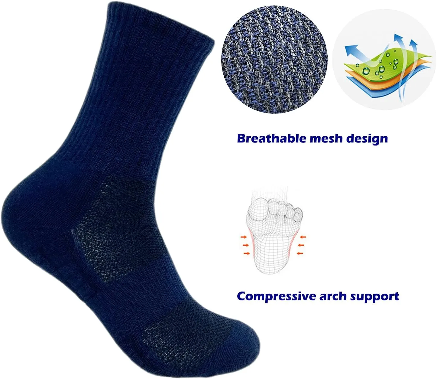 4Pairs Socks Sport Running Calf Socks Performance Cushioned Breathable Crew Socks for Men Women