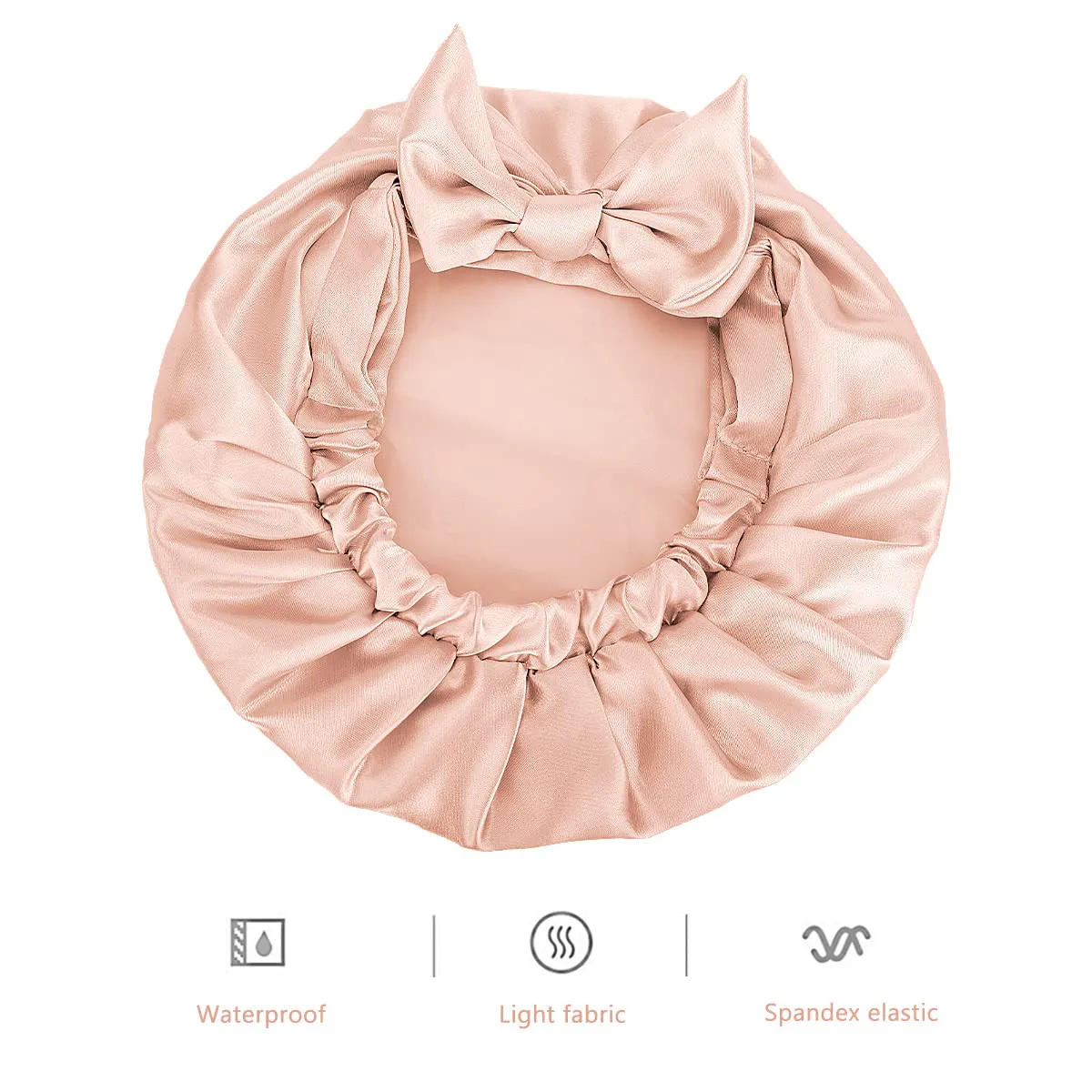 Auban Shower Cap Reusable,Ribbon Bow Bath Cap Oversized Large Design with Waterproof Exterior for All Hair Lengths,Great for Girls Spa Home Use,Hotel and Hair Salon (Blue Triangle)