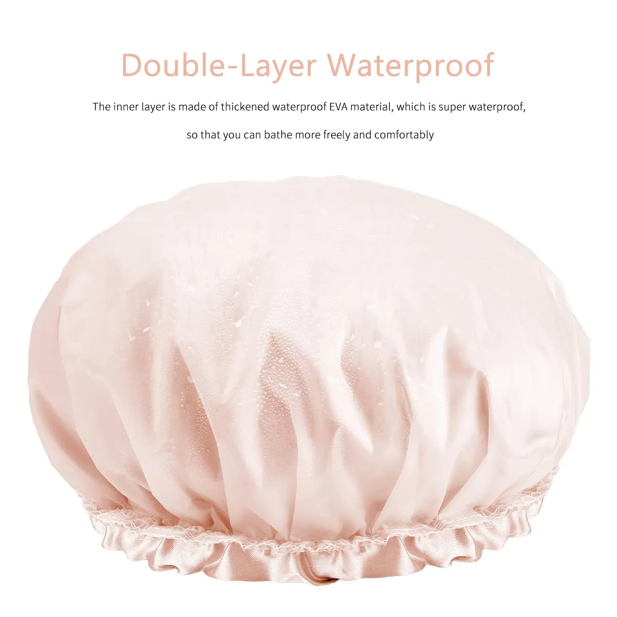 Auban Shower Cap Reusable,Ribbon Bow Bath Cap Oversized Large Design with Waterproof Exterior for All Hair Lengths,Great for Girls Spa Home Use,Hotel and Hair Salon (Blue Triangle)