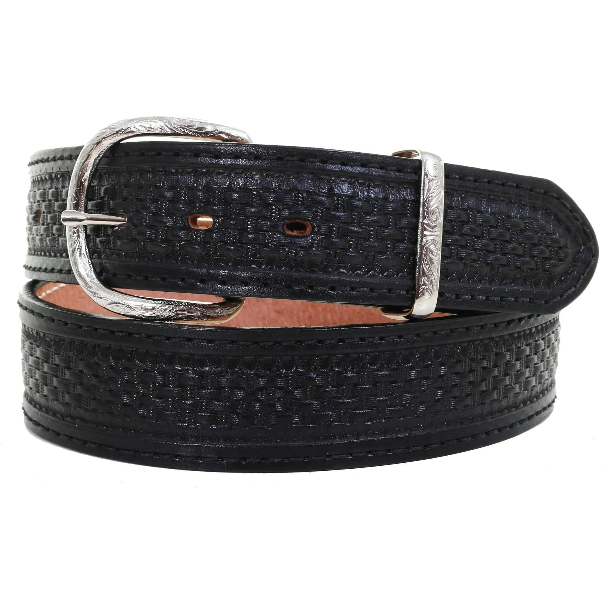B620 - Black Basket Weave Tooled Belt