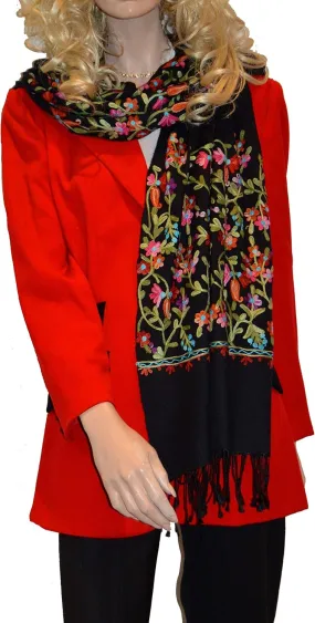 Beaded Scarf/Embroidery Shawl/Crewel Embroidery/Fancy Scarf/Sequin Shawl/Scarf (Style 11) Black