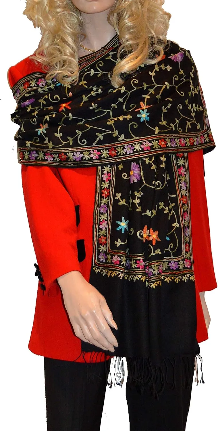 Beaded Scarf/Embroidery Shawl/Crewel Embroidery/Hook Embroidery/Sequin Shawl - (Style 13)