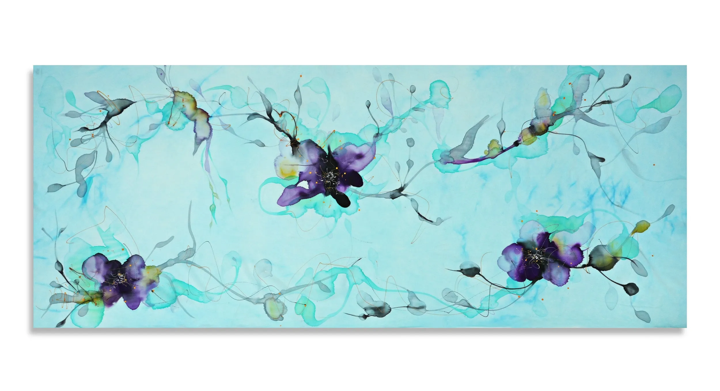 Blue Floral Silk Scarf