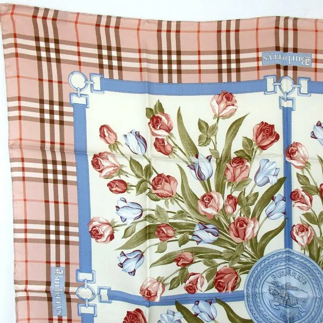 Burberry Nova Check Floral Print Silk Scarf