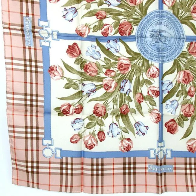 Burberry Nova Check Floral Print Silk Scarf