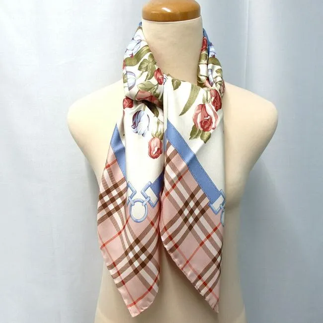 Burberry Nova Check Floral Print Silk Scarf