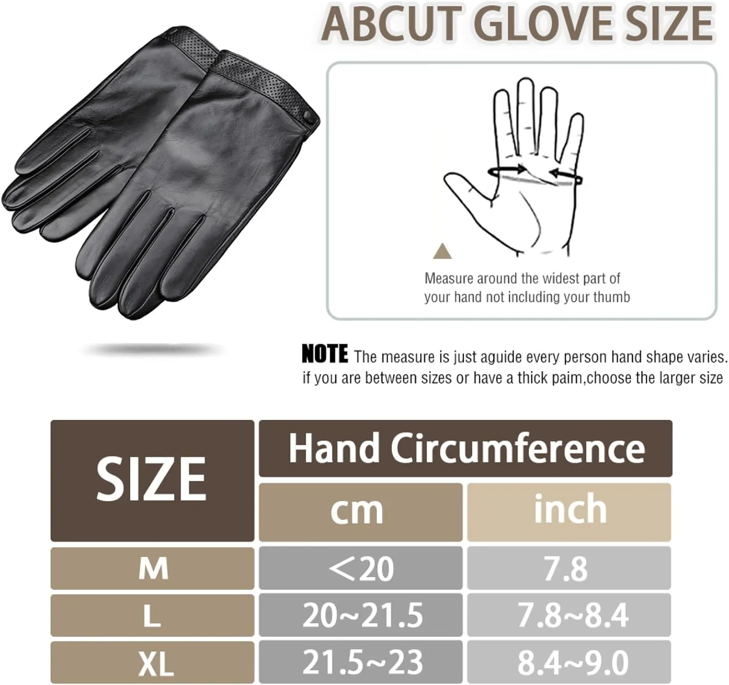 CAKERS Men Sheepskin Leather Touchscreen Gloves|Windproof Driving Gloves with Warm Fleece Lining|Trendy Gloves for Outdoor