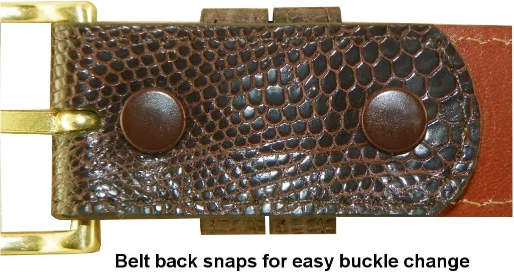 Charles Underwood Genuine Teju Lizard 1-3/16" Belt 2 Classic Buckles