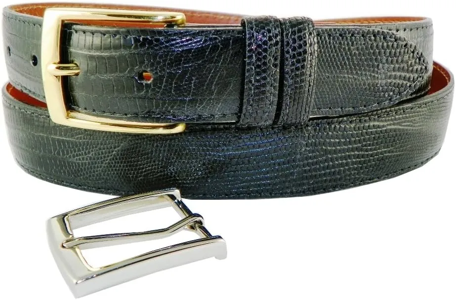Charles Underwood Genuine Teju Lizard 1-3/16" Belt 2 Classic Buckles