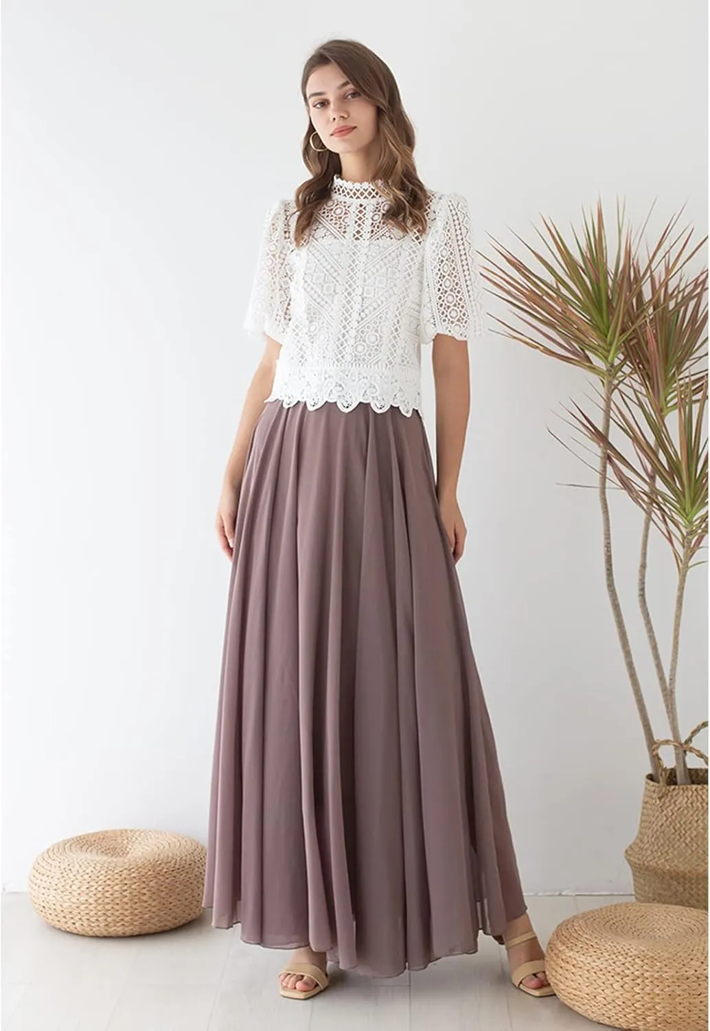 CHICWISH Women's Timeless Favorite Chiffon Maxi Prom Party Skirt