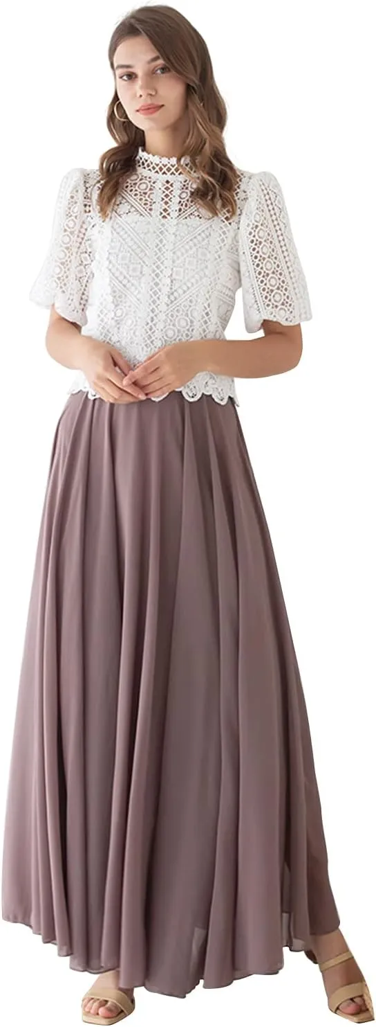 CHICWISH Women's Timeless Favorite Chiffon Maxi Prom Party Skirt