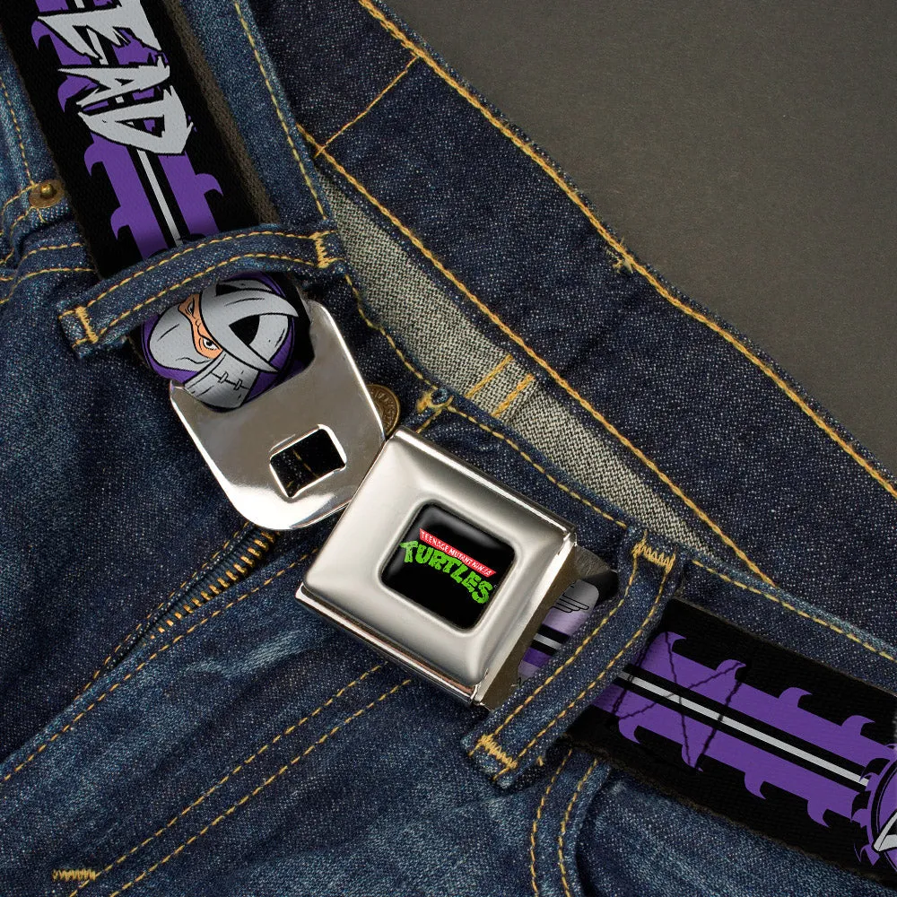 Classic TMNT Logo Full Color Seatbelt Belt - Shredder Head SHRED HEAD/Stripe Black/Purple/Gray Webbing