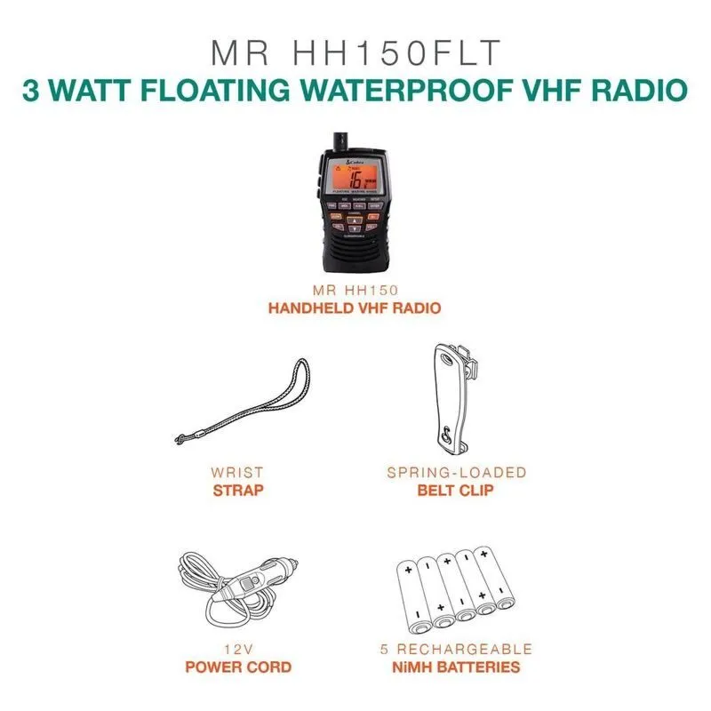 Cobra HH150 floating waterproof Handheld VHF Marine Radio
