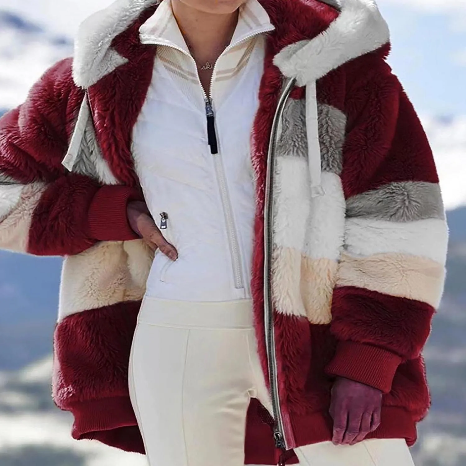 COTECRAM Winter Coats for Women Fashion Plus Size Sharpa Jacket Fleece Warm Hoodie Outwear Plush Sweatshirt Thick Fuzzy Tops