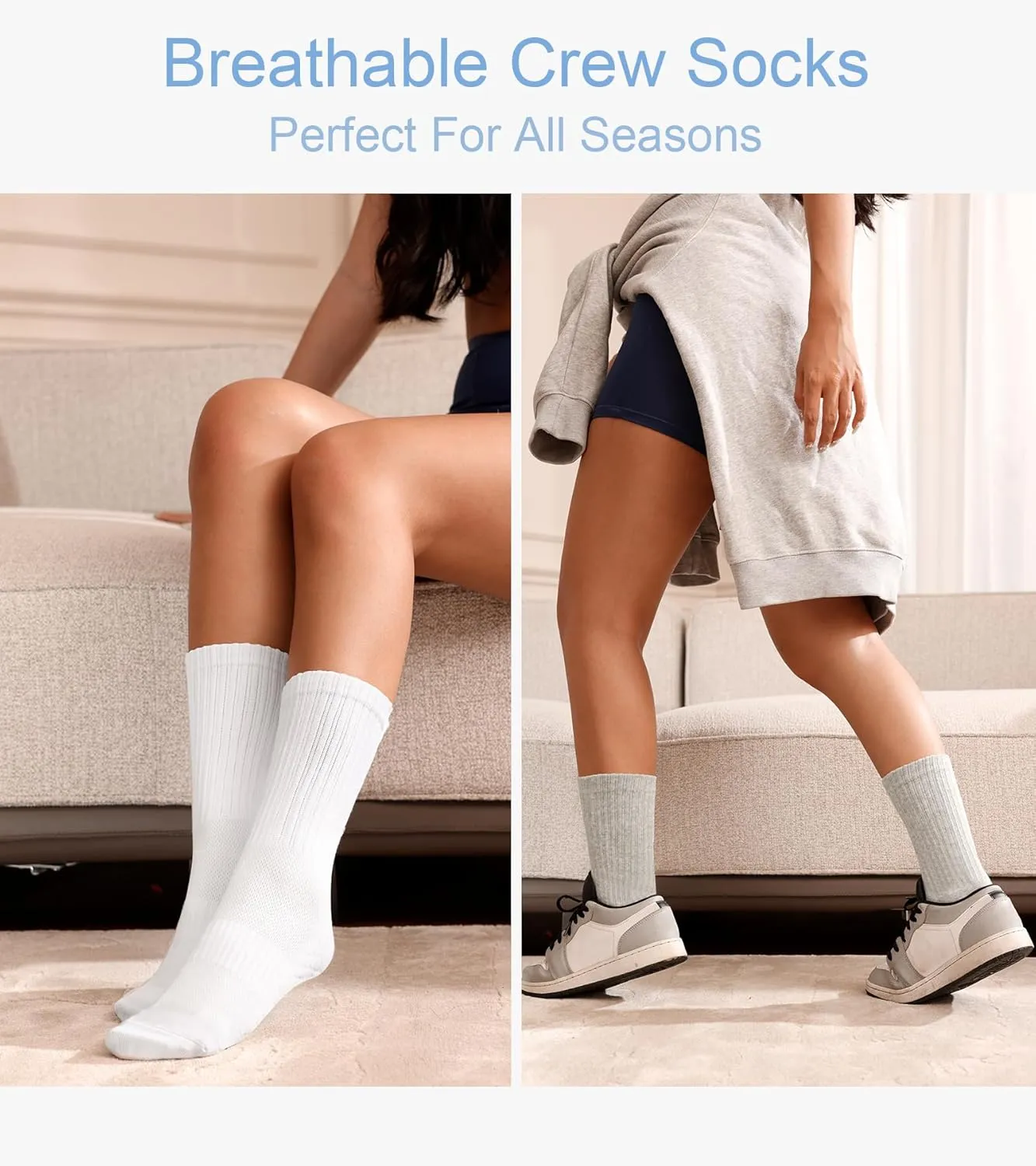 Crew Socks for Women Performance Cushioned Breathable Athletic Sock Sport Running Socks 3 Pairs