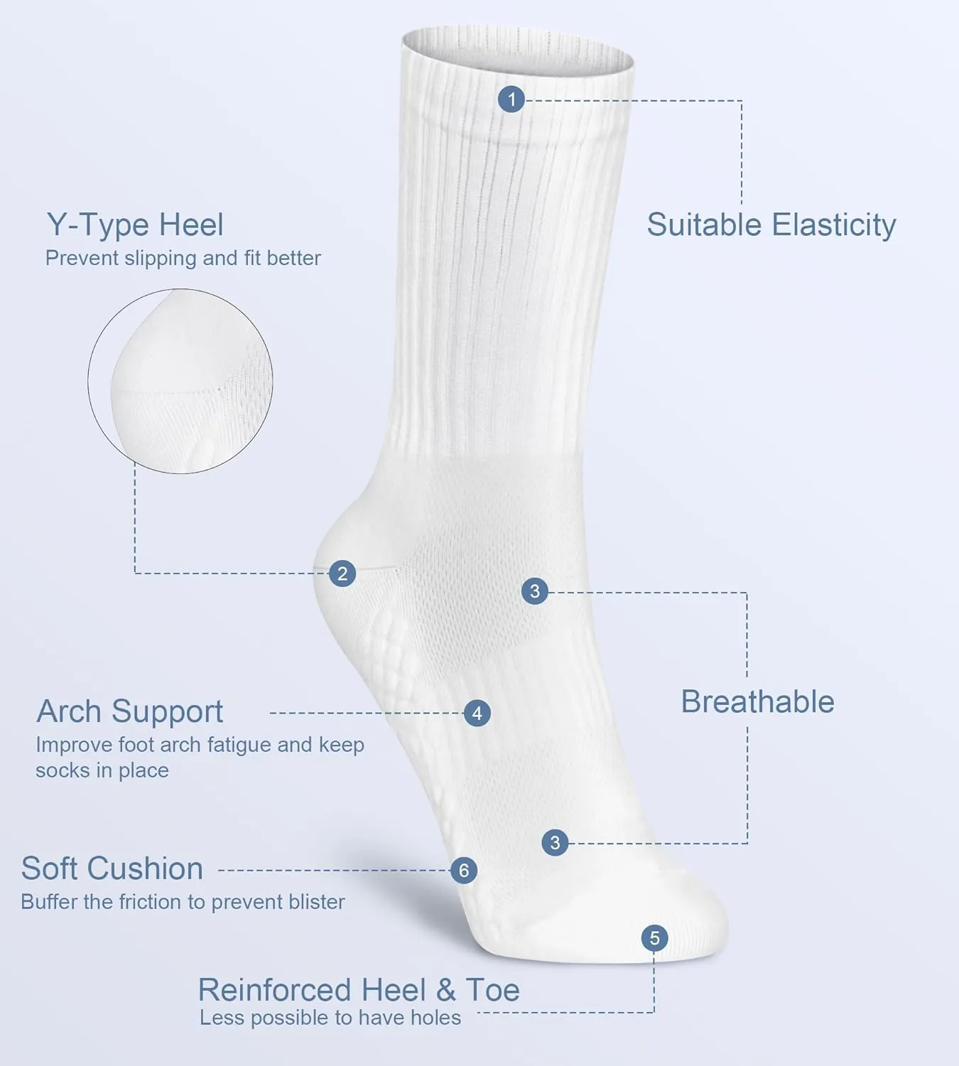 Crew Socks for Women Performance Cushioned Breathable Athletic Sock Sport Running Socks 3 Pairs
