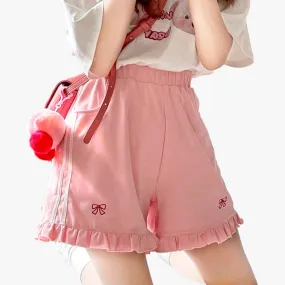 Cute Bows Pastel Pink Softie Shorts