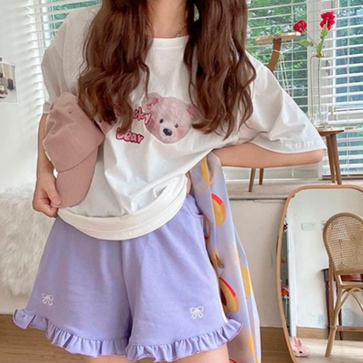 Cute Bows Pastel Pink Softie Shorts