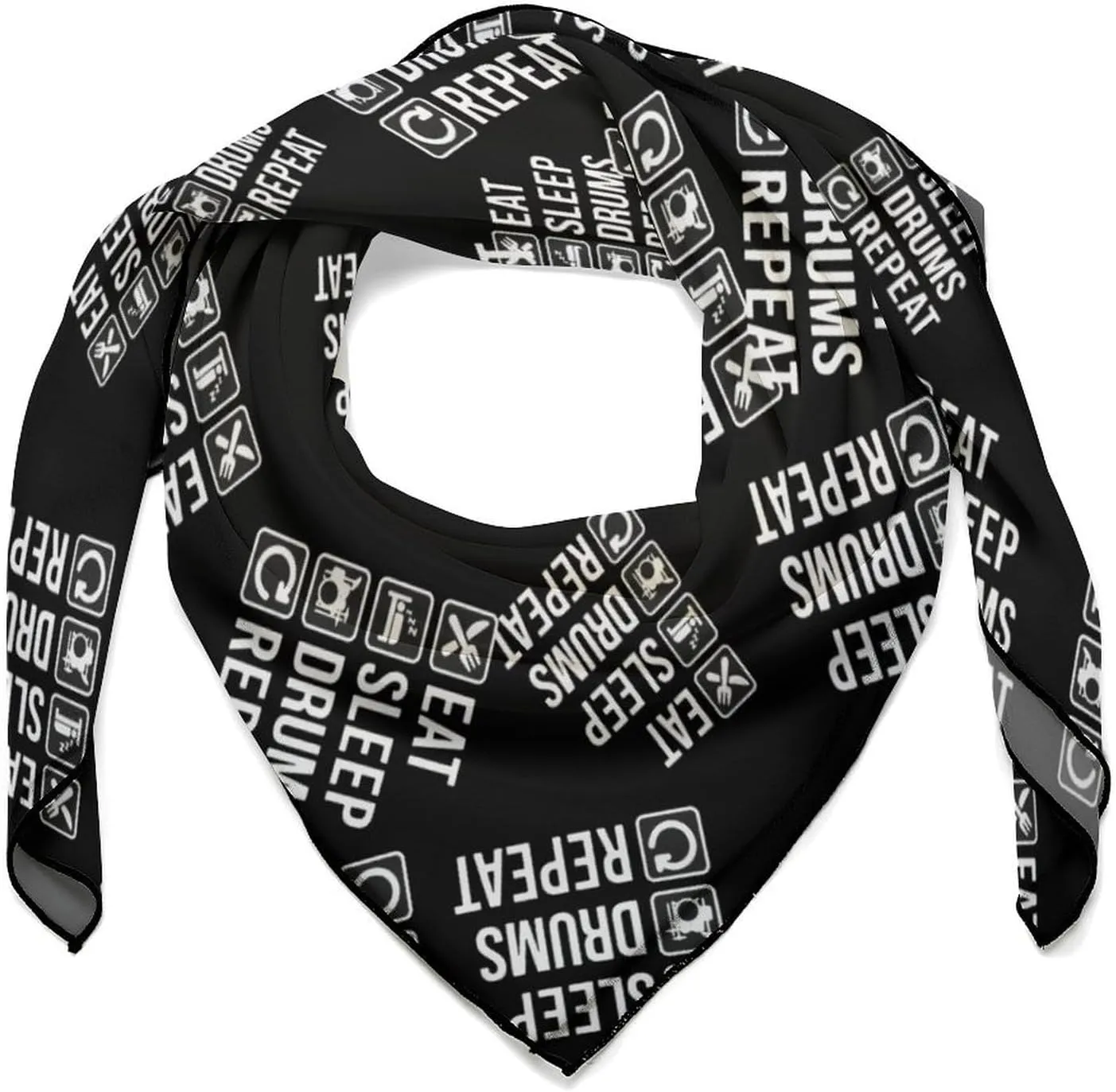 EAT Sleep Drum Repeat Head Scarf for Women's Hair Bandana Square Neck Scarf Lightweight Shawl Wrap