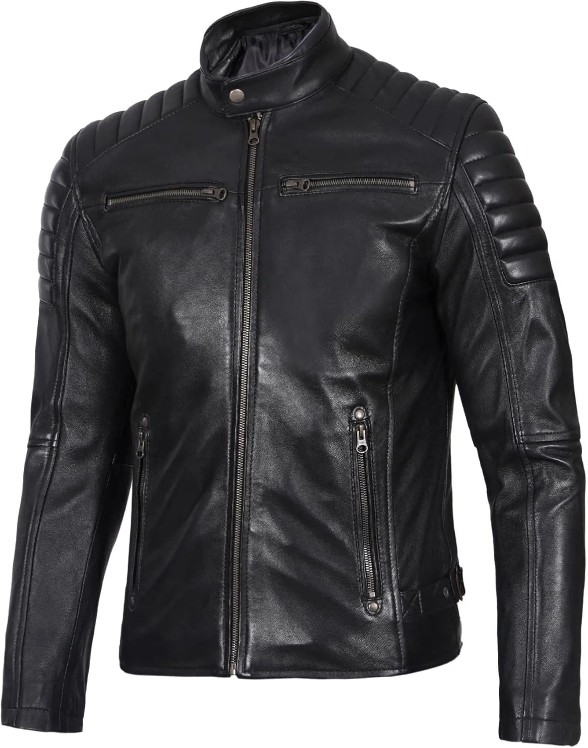 fjackets Cafe Racer Real Leather Jackets for Men - Timeless Style & Unmatched Craftsmanship