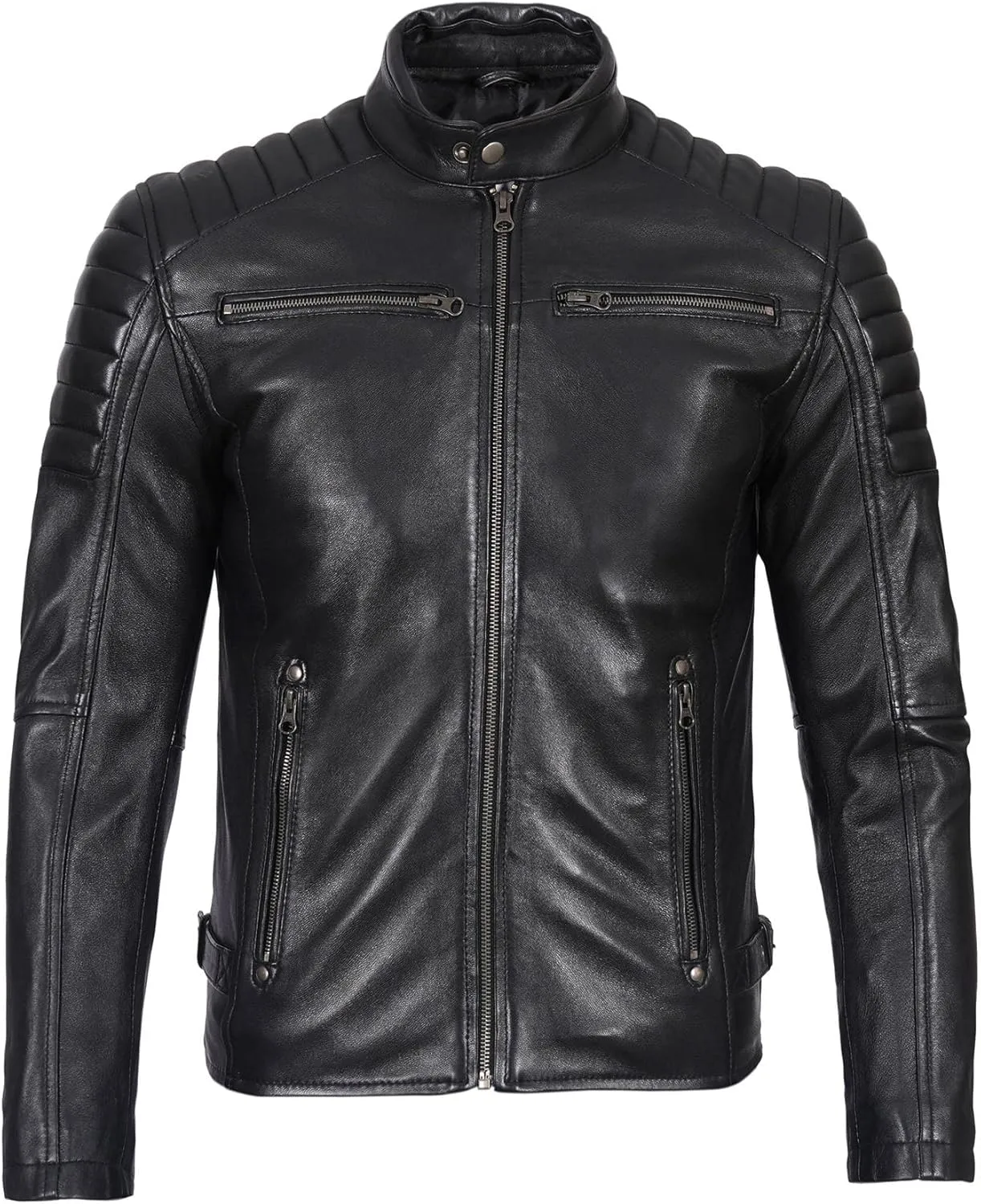 fjackets Cafe Racer Real Leather Jackets for Men - Timeless Style & Unmatched Craftsmanship
