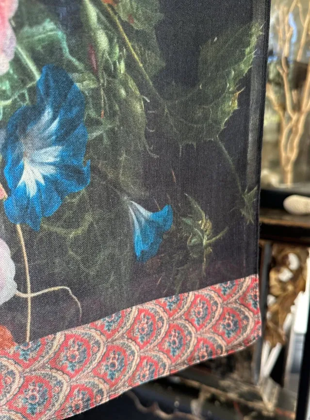 Flight of Fancy Floral Bamboo Scarf with Hummingbirds