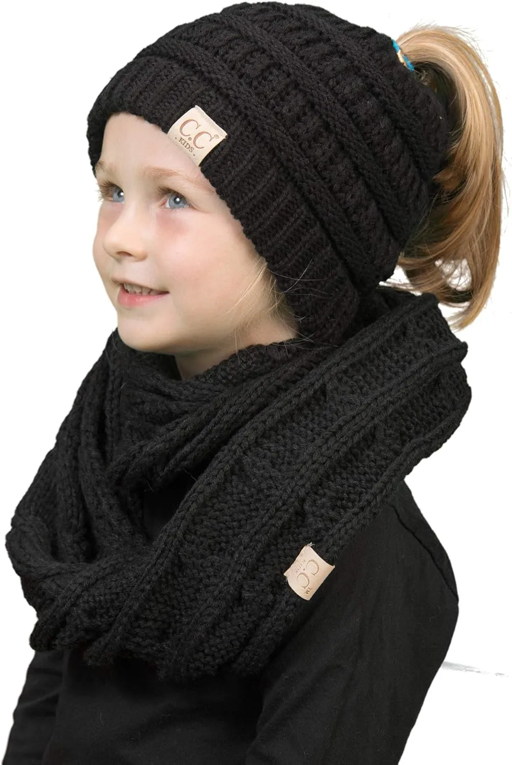 Funky Junque Kids Cozy Winter Bundle - Matching Infinity Scarf, Beanie Hat & Stylish Headwrap Set