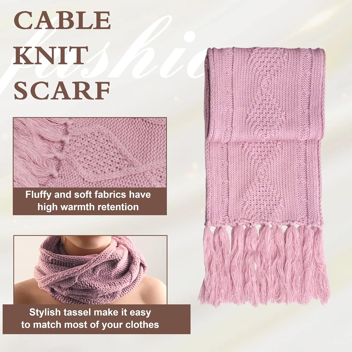 Hat Gloves Scarf Set Women Winter Knit Beanie Hat Touchscreen Gloves Long Scarve 3 in 1 Set Gift for Women Girls