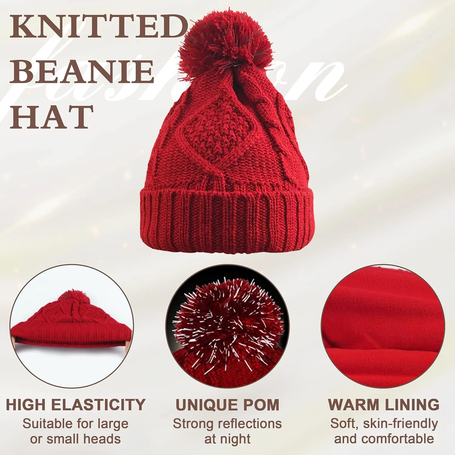 Hat Gloves Scarf Set Women Winter Knit Beanie Hat Touchscreen Gloves Long Scarve 3 in 1 Set Gift for Women Girls