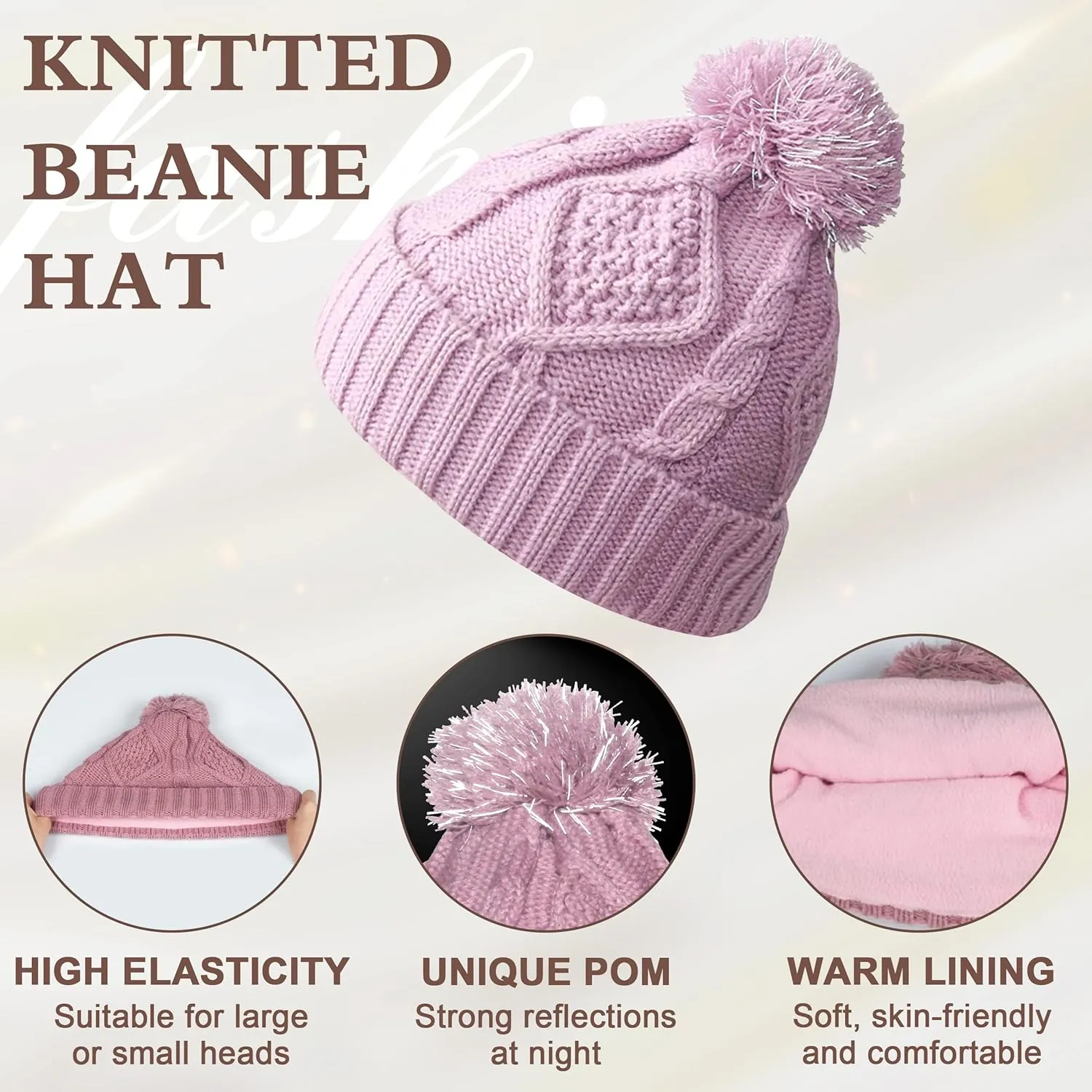 Hat Gloves Scarf Set Women Winter Knit Beanie Hat Touchscreen Gloves Long Scarve 3 in 1 Set Gift for Women Girls