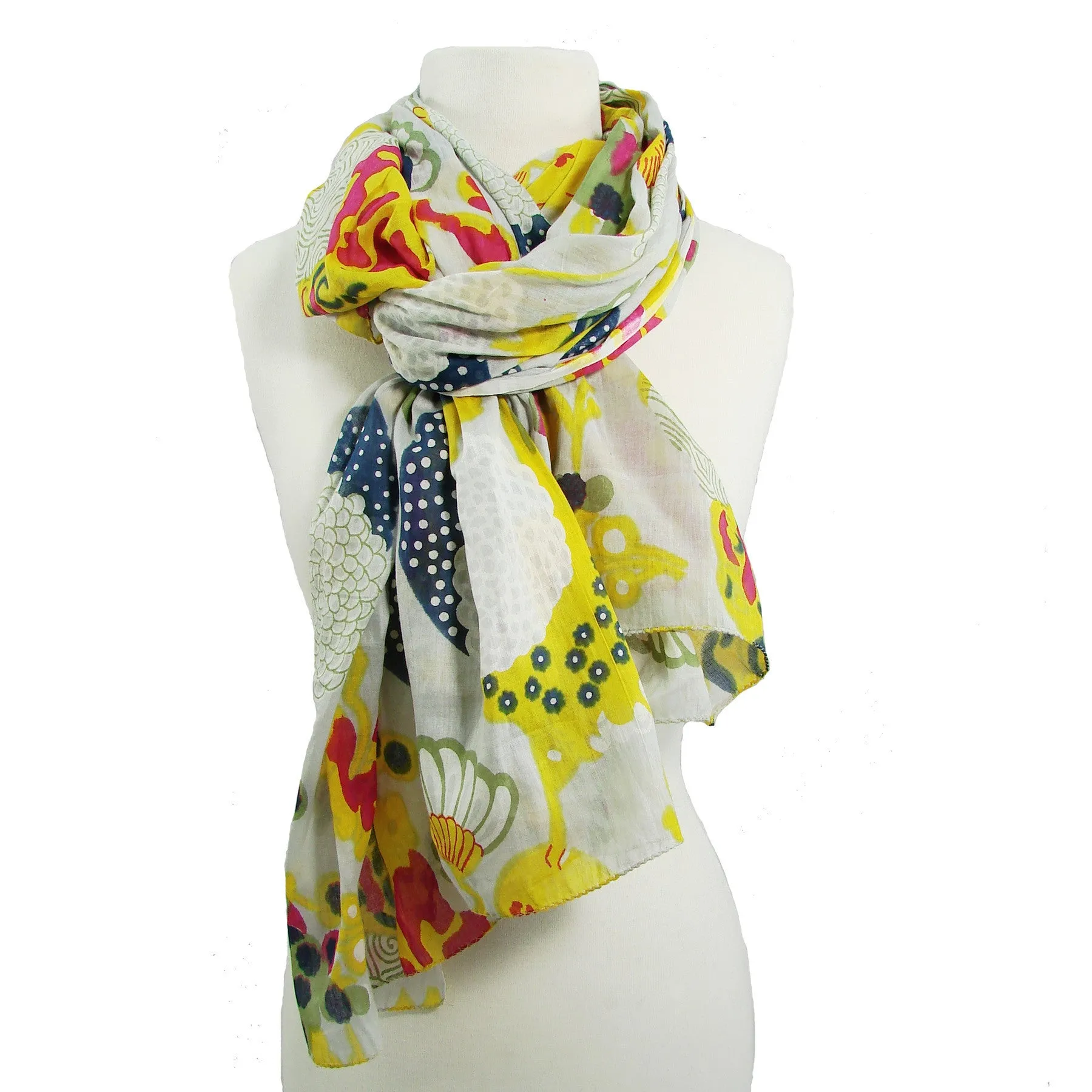 Japanese Garden Scarf - Cream