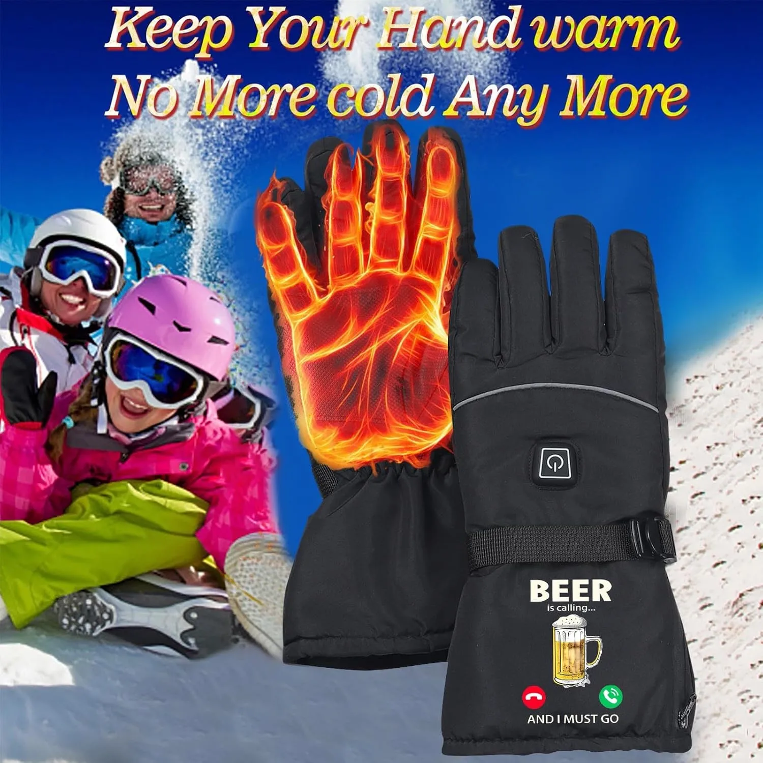 JIEMUXIU Heated Gloves 3 Temperature Settings Electric Heat Gloves for Men Women for Hunting Sports Skiing Winter Handwarmer