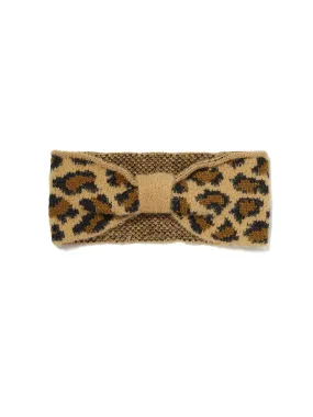 Leopard-Print Knotted-Front Knit Headband