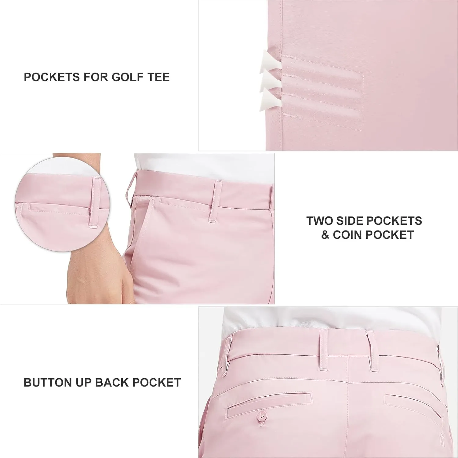 Lesmart Men Golf Pants Expandable Waistband Stretch Breathable Relaxed Fit with Pockets