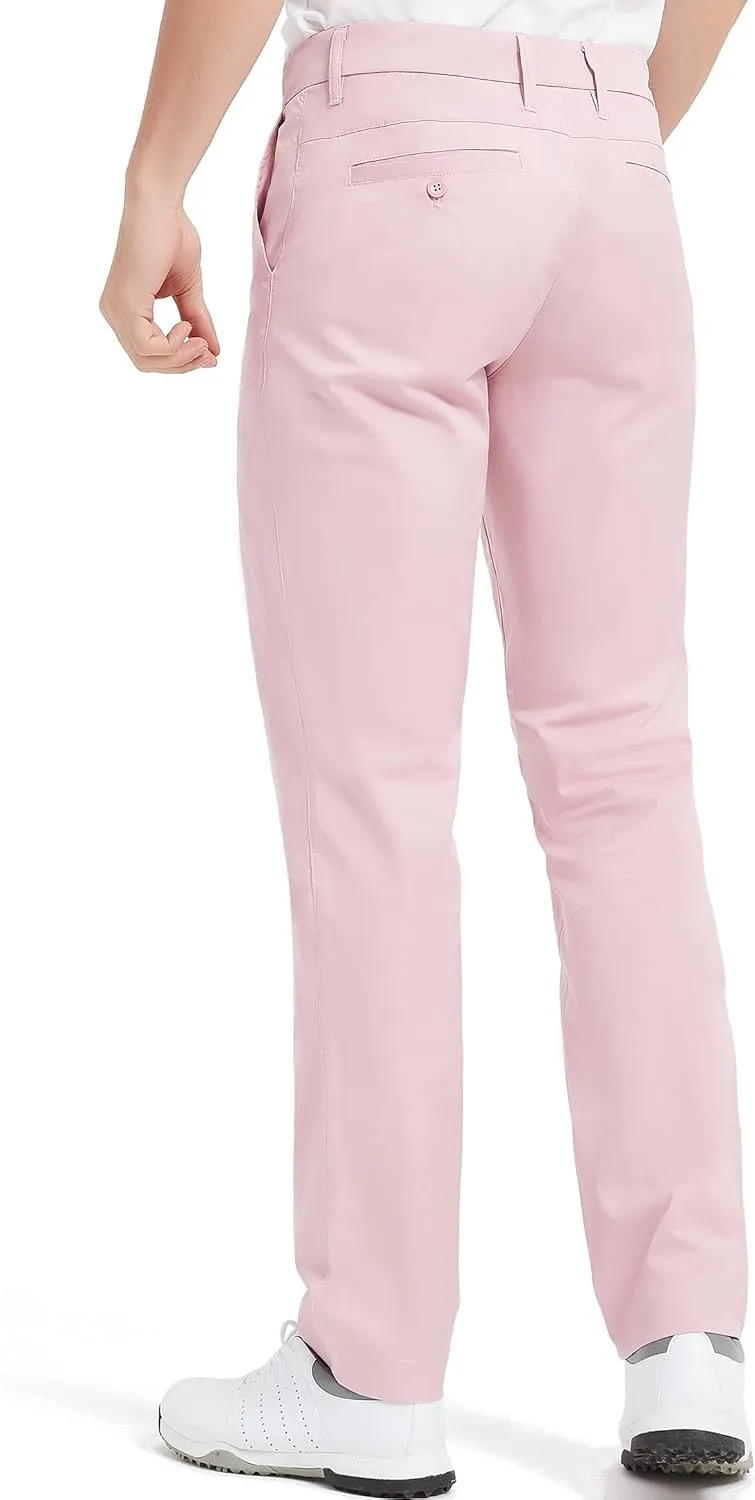 Lesmart Men Golf Pants Expandable Waistband Stretch Breathable Relaxed Fit with Pockets