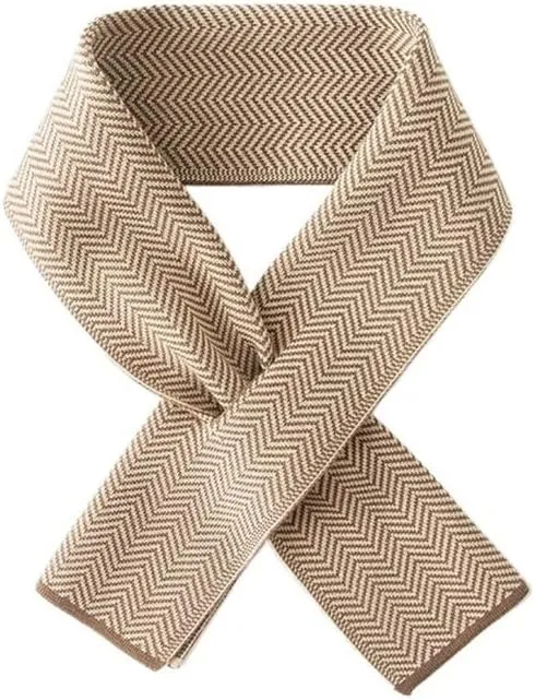 Men's Knit Scarf Cold Weather Scarves Neck Wrap Cosy Soft Winter Men Soft Classic Plaid Short Scarves Gifts For Men(Khaki)