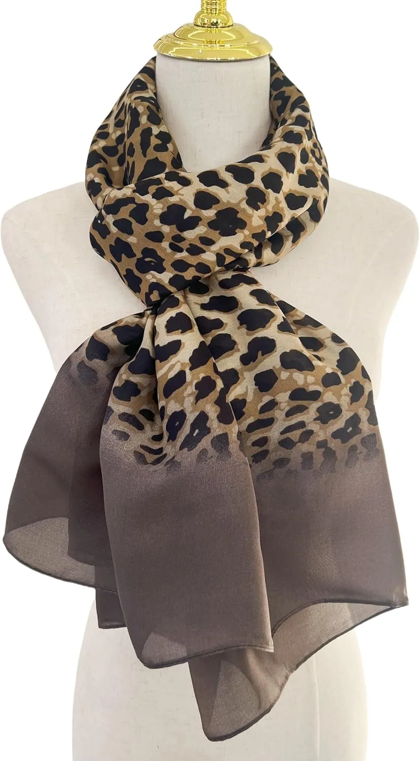 MINIDORA Silk Feeling Lightweight Scarves for Women Long Elegant Floral Pattern Head Wrap Shawls
