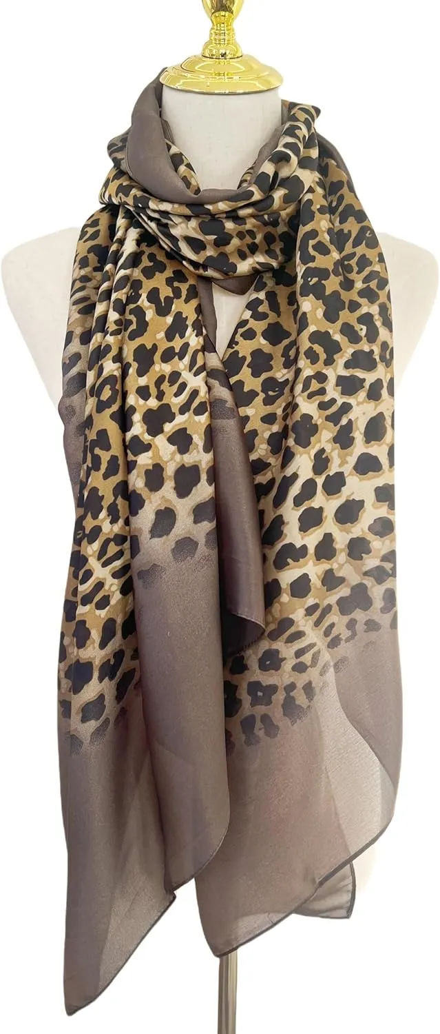 MINIDORA Silk Feeling Lightweight Scarves for Women Long Elegant Floral Pattern Head Wrap Shawls