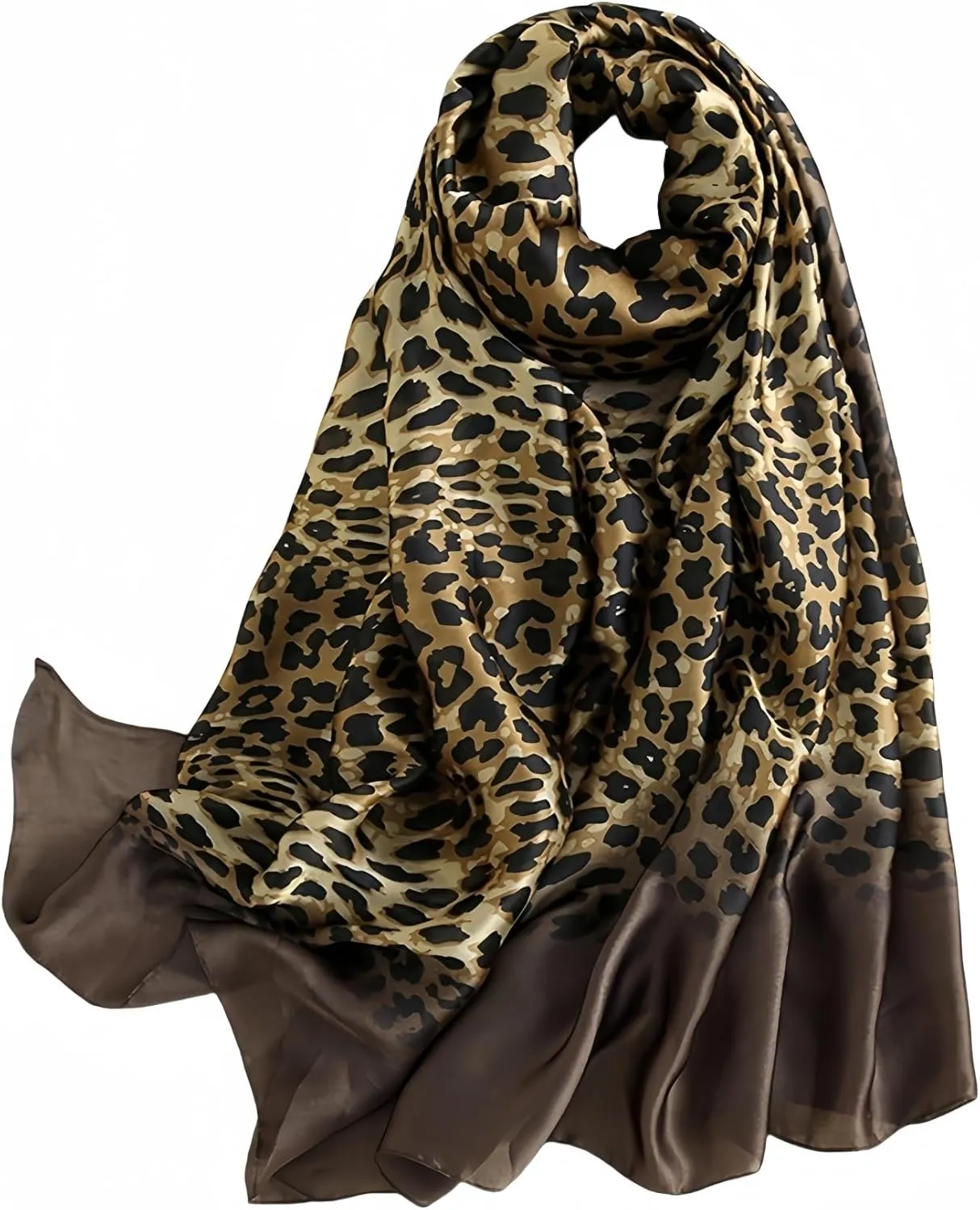 MINIDORA Silk Feeling Lightweight Scarves for Women Long Elegant Floral Pattern Head Wrap Shawls