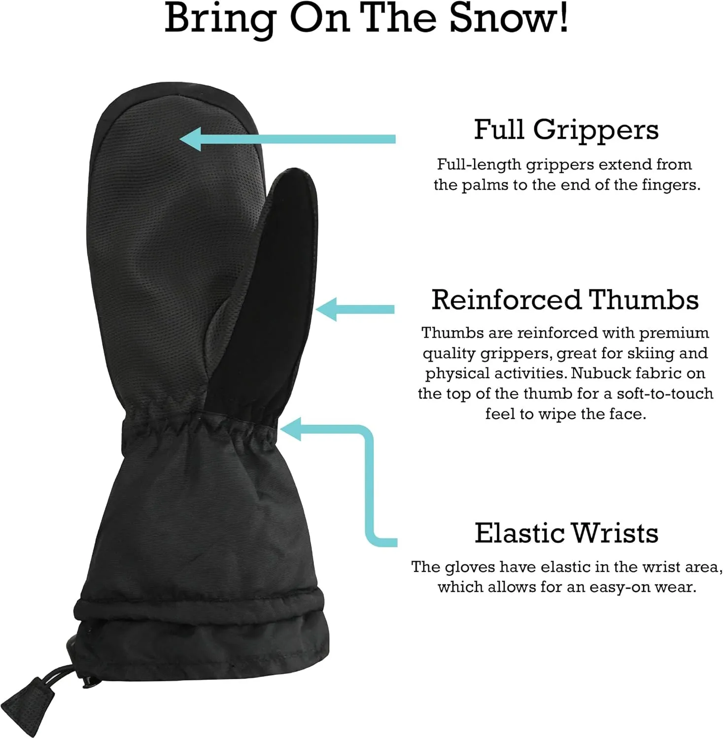 N'Ice Caps Men & Women Mittens Waterproof Snow Gloves 100 Gram Thinsulate Extreme Cold Weather