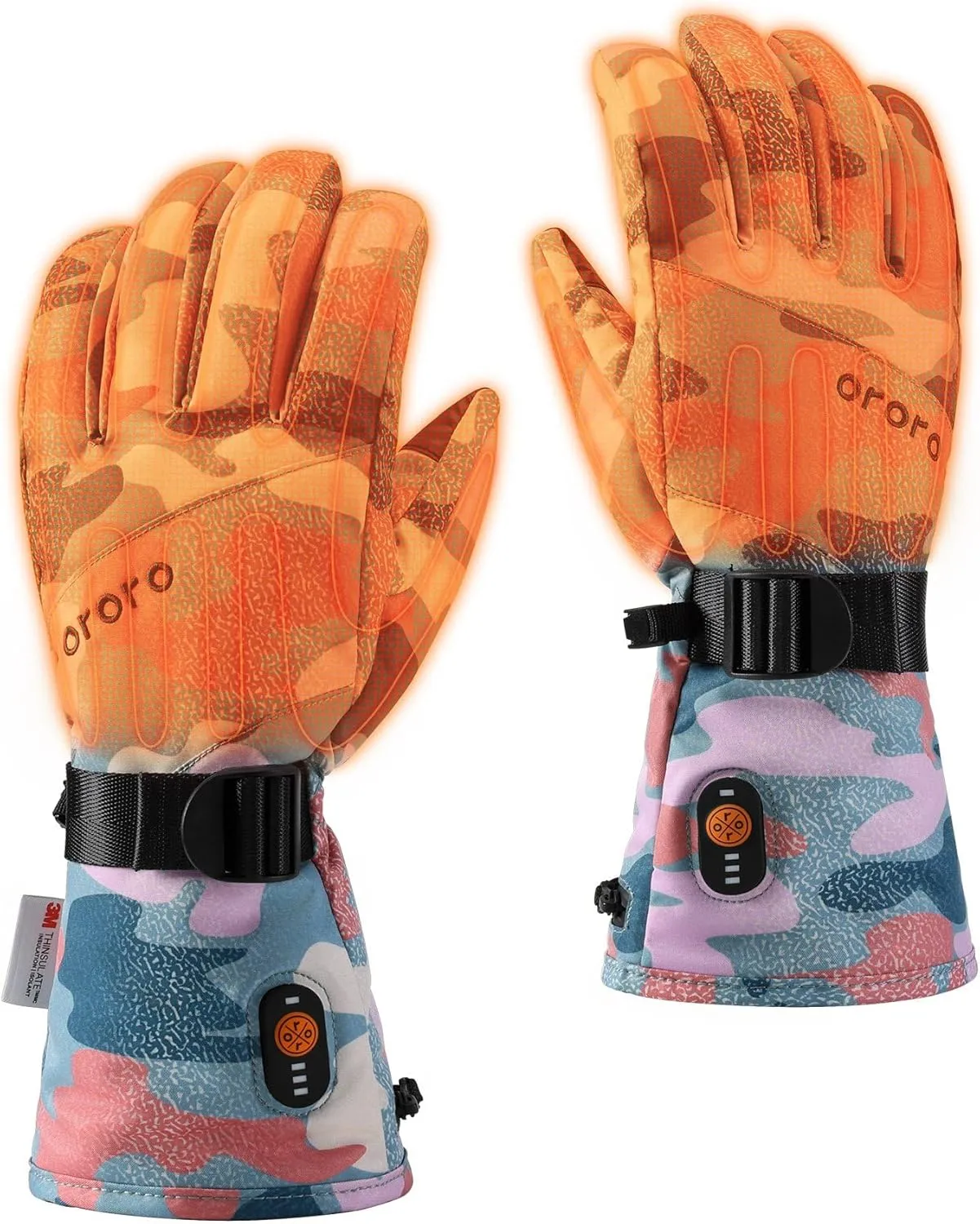 ORORO Women's Lightweight Heated Gloves with Battery, Rechargeable Heated Ski Gloves (Charger Not Included)