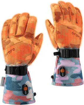 ORORO Women's Lightweight Heated Gloves with Battery, Rechargeable Heated Ski Gloves (Charger Not Included)