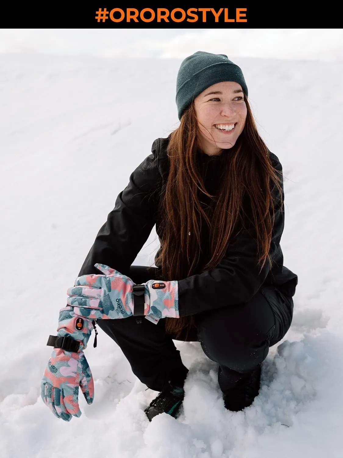 ORORO Women's Lightweight Heated Gloves with Battery, Rechargeable Heated Ski Gloves (Charger Not Included)