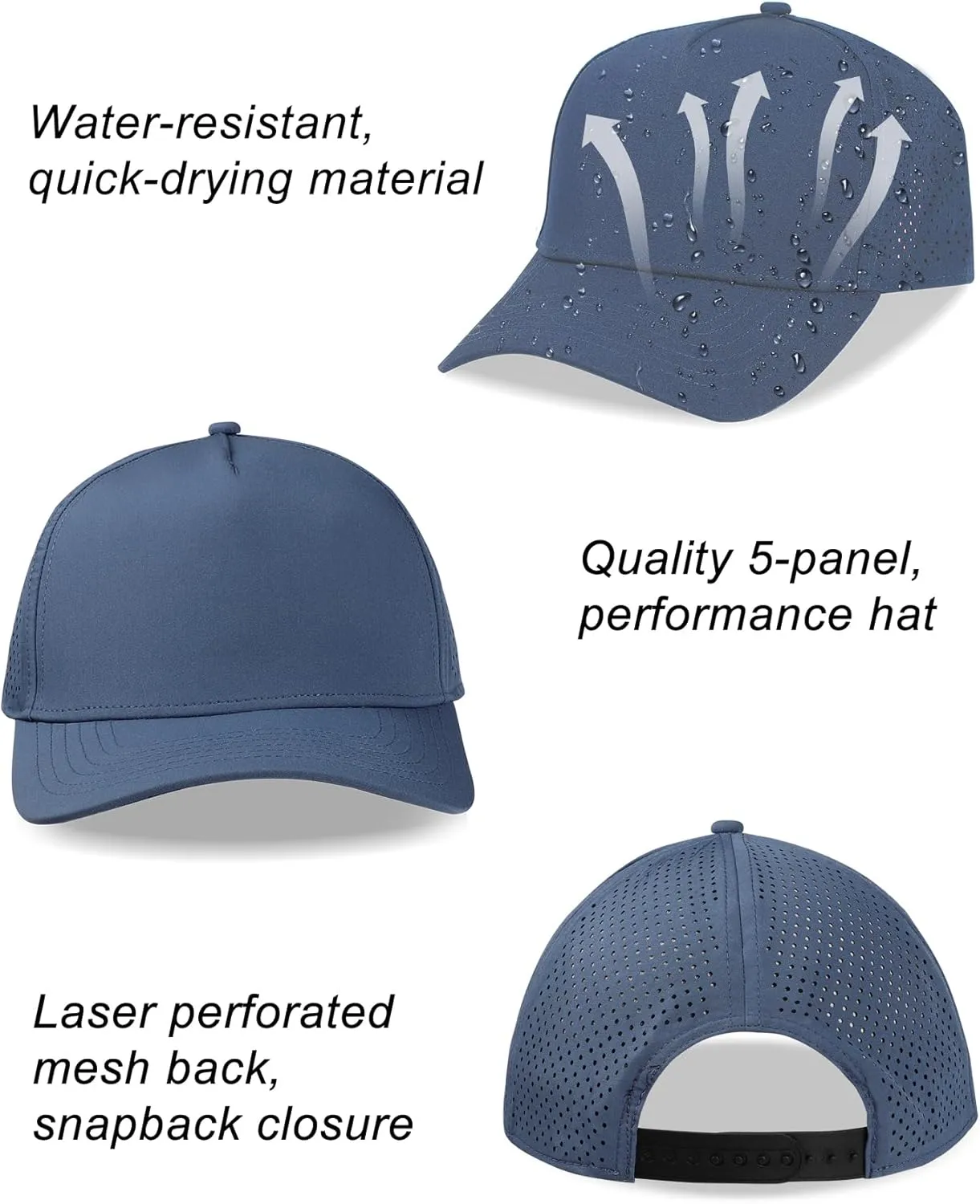 Oversize XL XXL Men Quick Dry Baseball Cap Water-Resistant Performance Laser Cut Mesh Snapback Hat for Big Heads 23.5"-26"