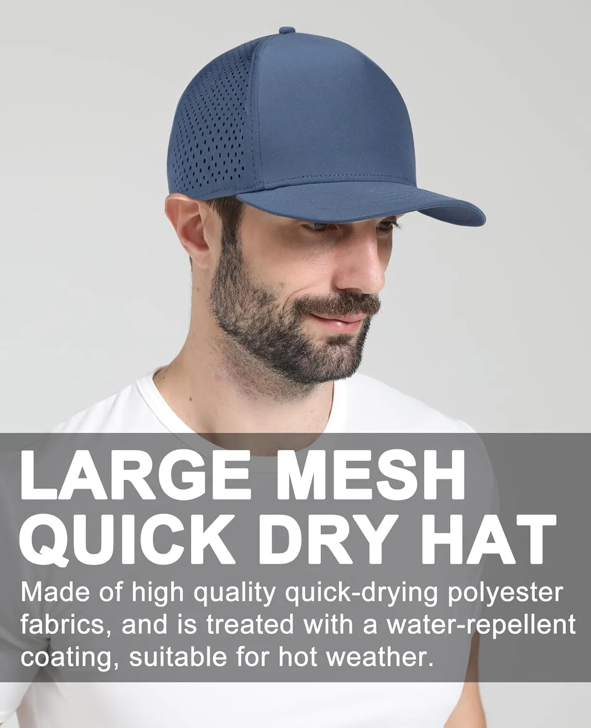 Oversize XL XXL Men Quick Dry Baseball Cap Water-Resistant Performance Laser Cut Mesh Snapback Hat for Big Heads 23.5"-26"