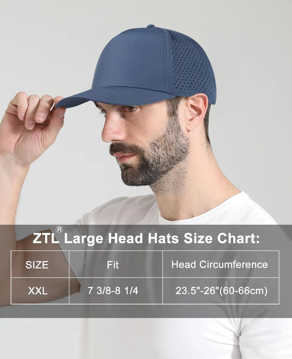 Oversize XL XXL Men Quick Dry Baseball Cap Water-Resistant Performance Laser Cut Mesh Snapback Hat for Big Heads 23.5"-26"
