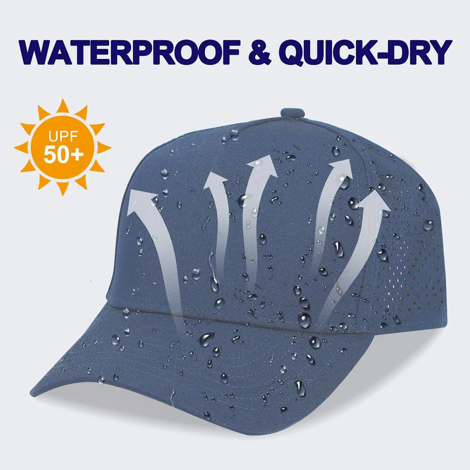 Oversize XL XXL Men Quick Dry Baseball Cap Water-Resistant Performance Laser Cut Mesh Snapback Hat for Big Heads 23.5"-26"