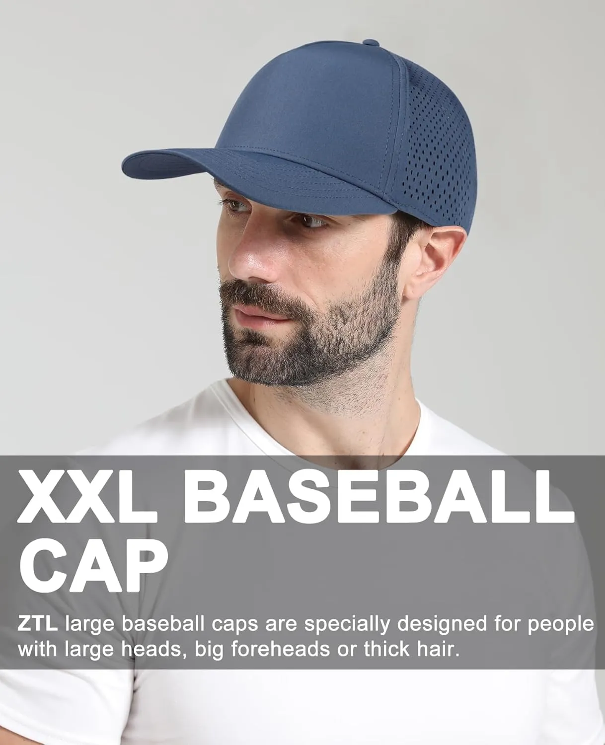 Oversize XL XXL Men Quick Dry Baseball Cap Water-Resistant Performance Laser Cut Mesh Snapback Hat for Big Heads 23.5"-26"