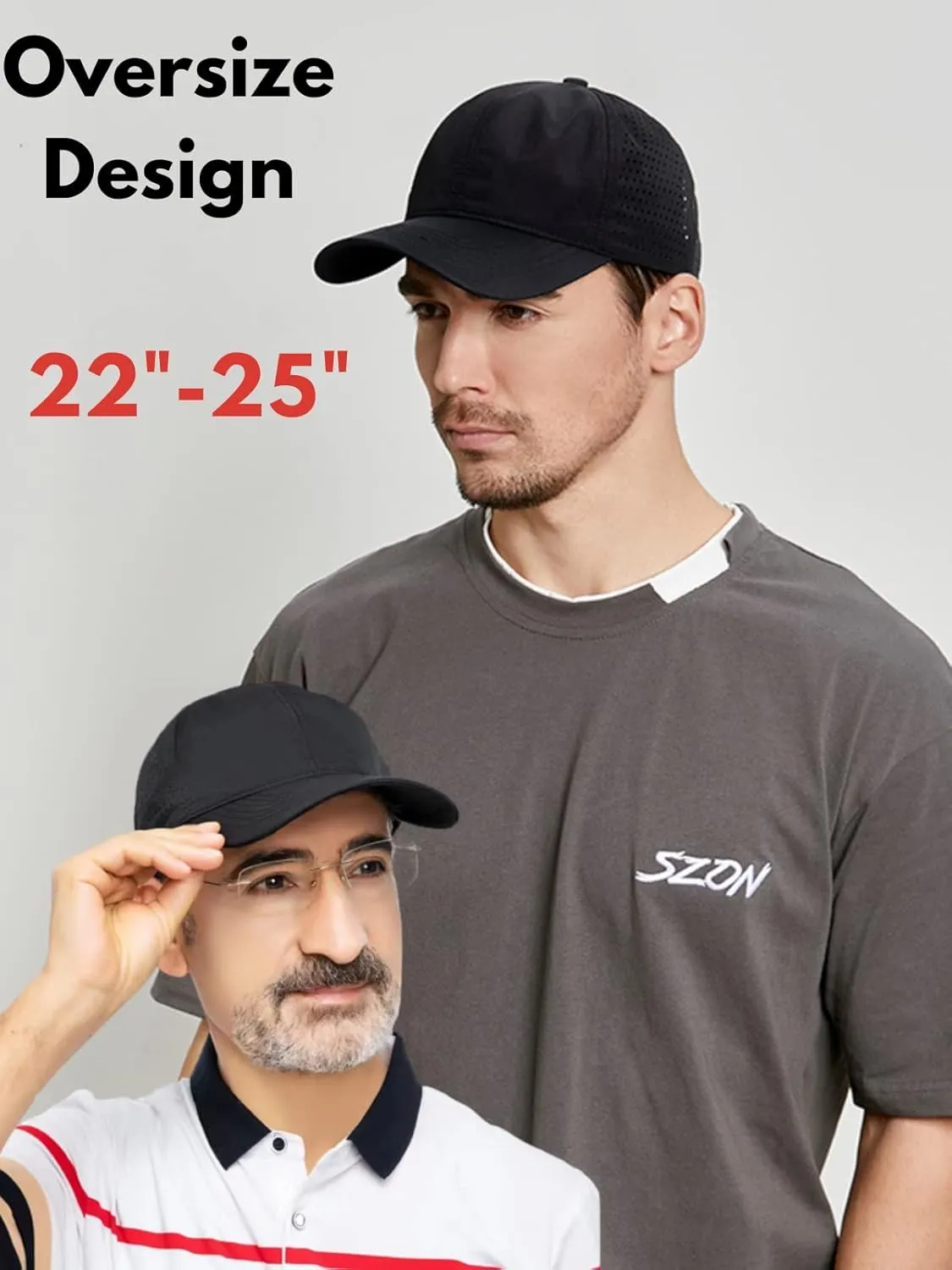 Oversize XXL Baseball Caps,Quick Dry Mesh Sports Hat for Big Heads 22"-25"，Waterproof Lightweight Running Sun Hat.